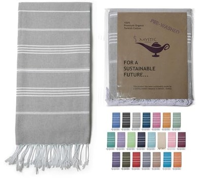 Turkish Beach Towel 100% Organic Cotton Extra Large Oversized (39 x Cloud Grey