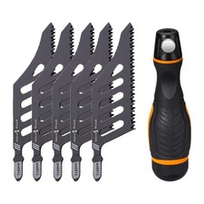 5Pcs Flush Cutting Jigsaw Blade for Wood Irregular Curve Saw Blade with Handle