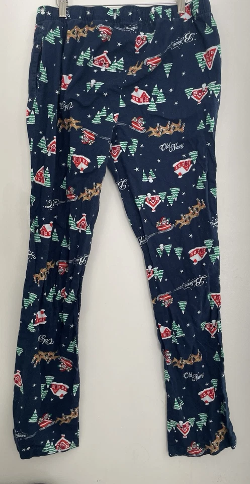 Antiguo Azul Marino Para Hombre Vacaciones Navidad Acogedores Franela Cintura Ajustable Pantalones Azul Marino L Alto Foto 3 de 4