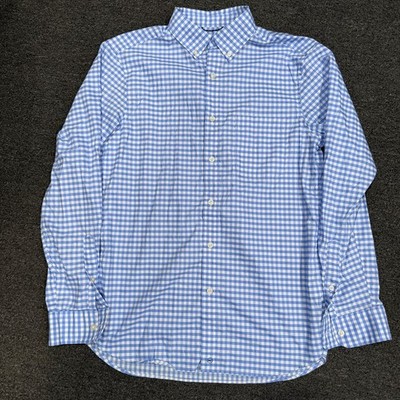 Vineyard Vines Shirt Mens S Blue Check On The Go Performance Brrr Long Sleeve
