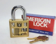 Brass American Lock Cutout cutaway padock - Locksport rare similar to 1100
