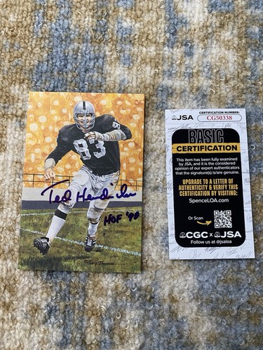 Ted Hendricks Signed Oakland Raiders Goal Line Art Card autographed Hof 90 JSA - Picture 2 of 6