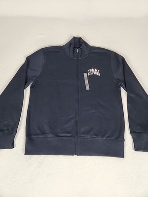 Tommy Hilfiger Regular Fit Full Zip Sweatshirt Men's Large Navy Blue Mock Neck