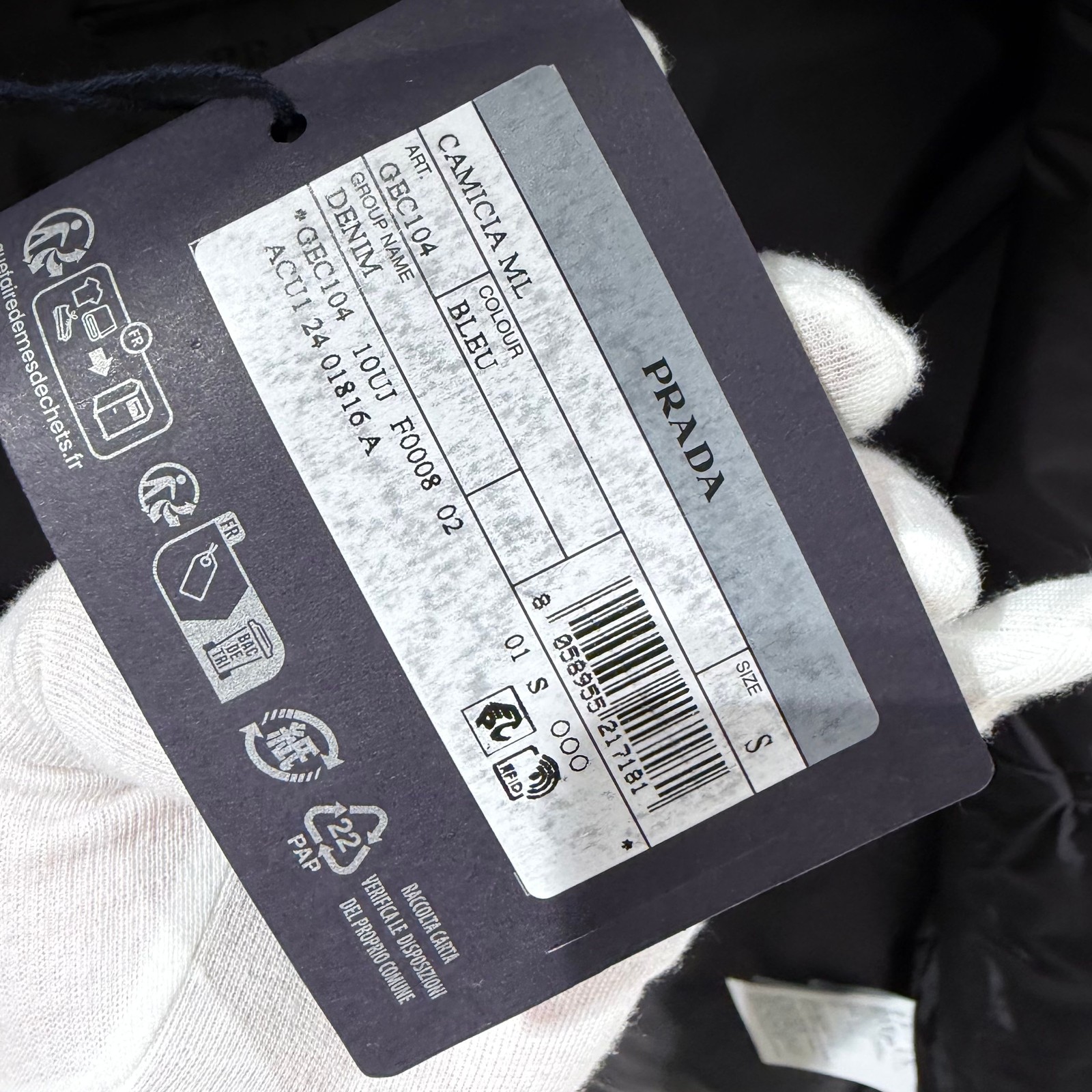 Prada Two Pocket Triangular Logo Denim Padding Ja… - image 11