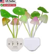 AUSAYE 2 Pack Mushroom LED Night Light Plug-in Wall Lamp Color Changing FROM USA