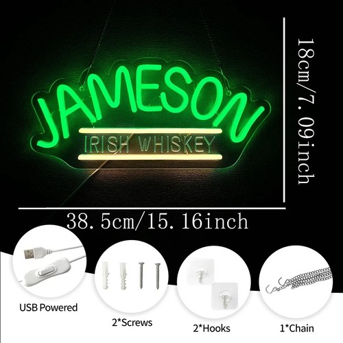 Irish Whiskey Neon Sign for bar home decor light led Size 18 x 38 CM - Picture 4 of 8