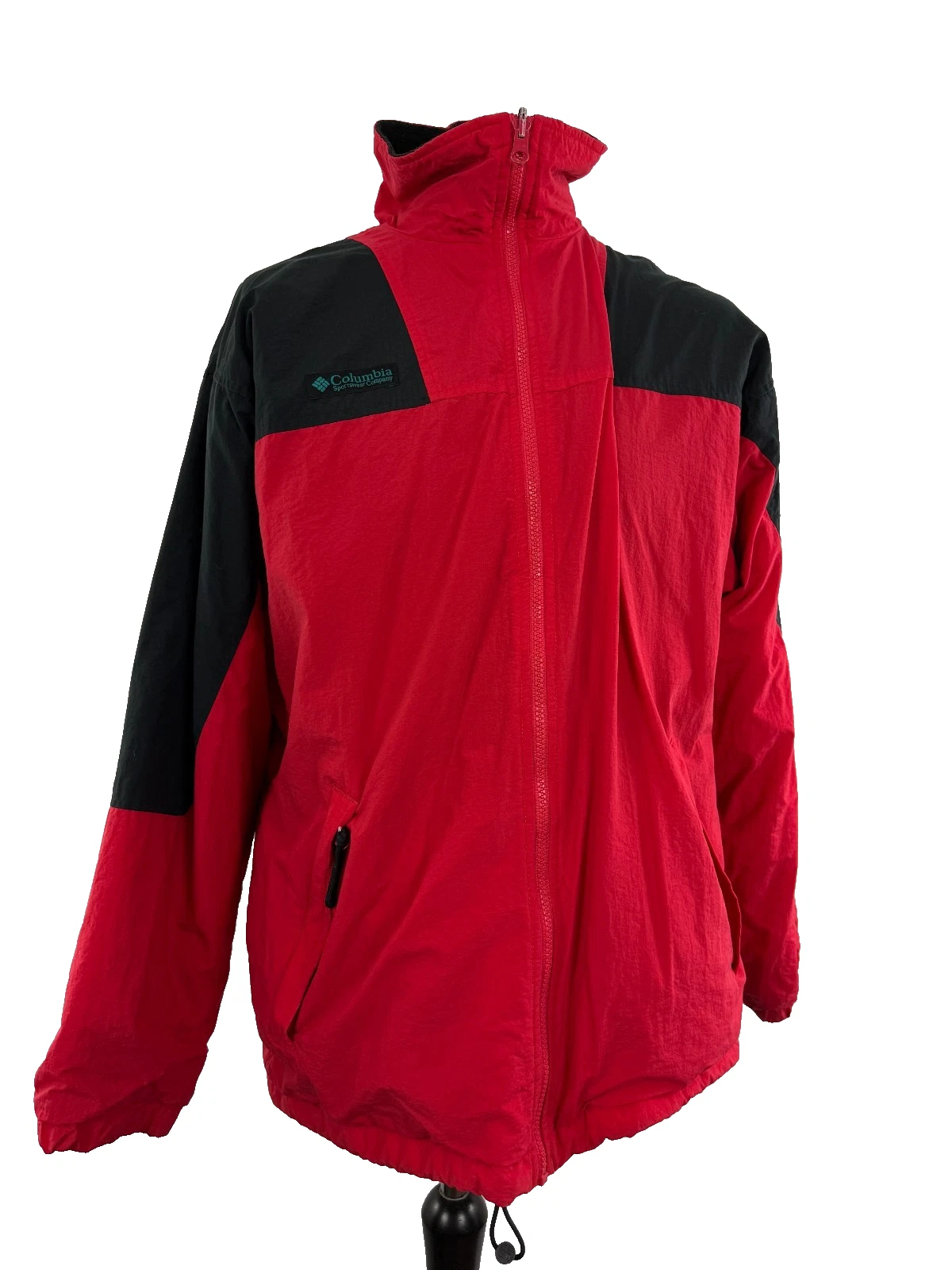 Columbia Coat Medium 40 in Red Nylon High Neck Full Zip Mens