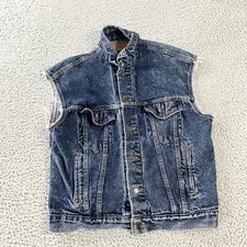 Vintage Levis Denim Vest Mens Medium Blue Distressed Cut Off Made USA Grunge