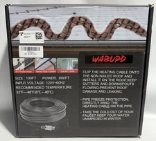 100 Ft Self Regulating Heating Cable 120V, 8W/foot, Pipe Roof Freeze Protection