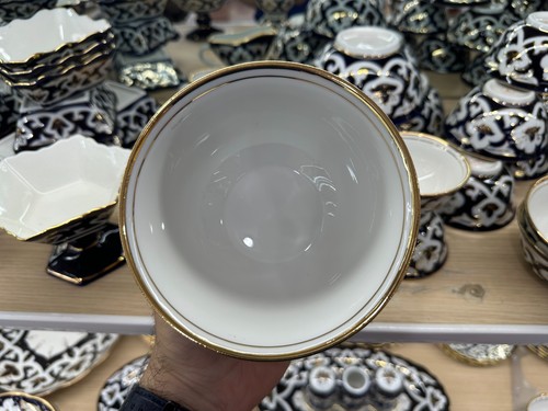 6er Set usbekische kobaltblaue Suppenschalen - handgefertigtes Porzellan UZB - Bild 6 von 8