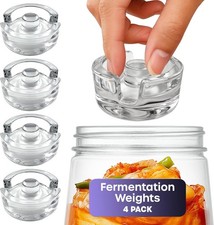 4 Pack Glass Fermentation Weights Wide Mouth Jar Preserver with Easy-Grip Handle