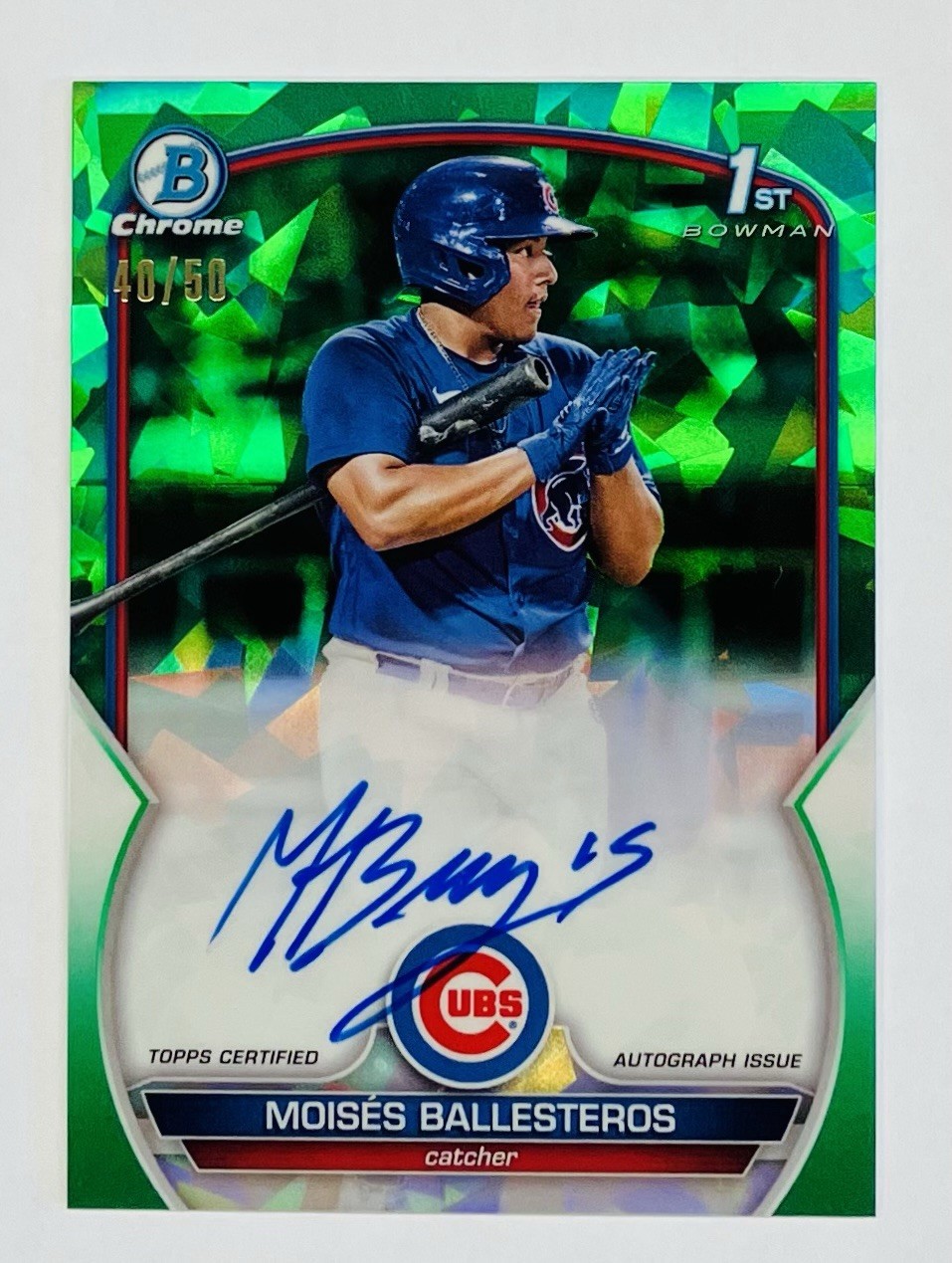 #40/50 Moises Ballesteros Auto 1st Bowman Chrome Sapphire Green Autograph