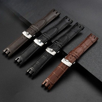 Premium Genuine Leather Watch Band Straps Mens 21mm Fits Swatch YRS403 412 402G