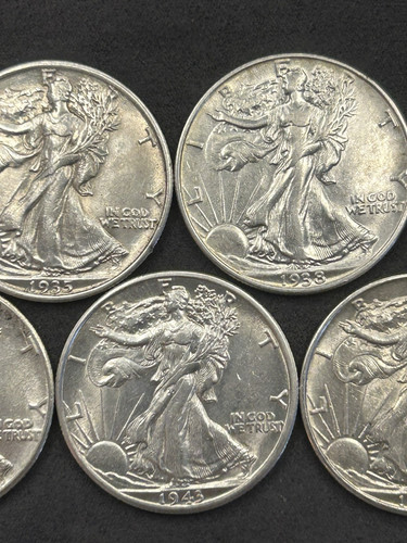 Lot of 7 Walking Liberty Silver Half Dollars AU/AU+ Great Album Fillers - Picture 15 of 24