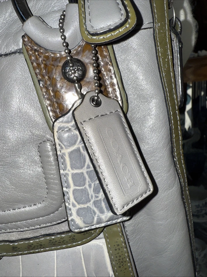 Coach Kristin Spectator Hobo Handbag Leather North South Zip E1193-18303 Gray - Image 4 of 4