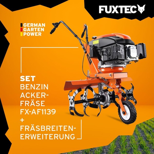 GartenfräSe Set Motorhacke Benzin Bodenhacke Kultivator BodenfräSe Fuxtec AF1139-image