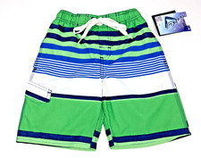 NEW Kanu Surf Boys Viper Swim Trunks S 4 Green Blue Stripe Cargo Mesh FREE SHIP