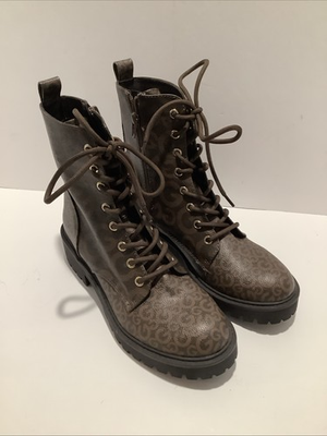 #ad GBG Los Angeles Heeled Lug Sole Side Zip Hiker Combat Style Boot Wmns Sz. 8.5M $22.99
