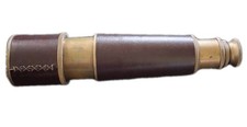 Vintage Brass Spyglass Telescope Nautical Pirate Scope with Leather 18in