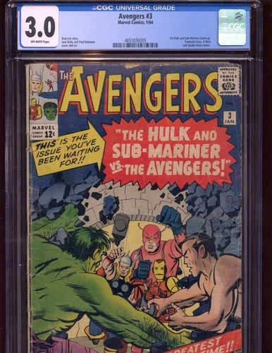 Jan 1964 Marvel Comic Book The Avengers #3 Graded CGC 3.0