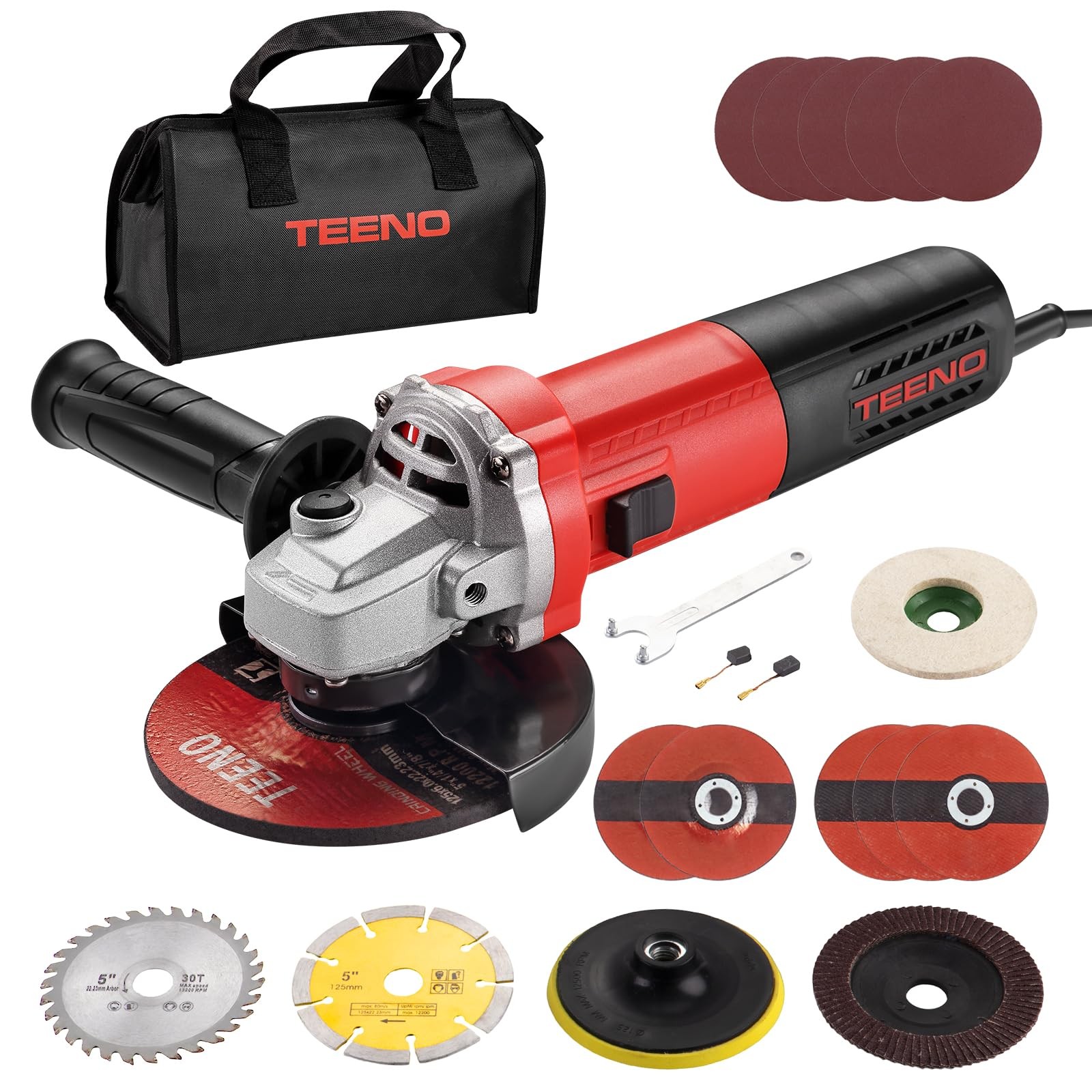 Smerigliatrice 125mm 1000W in Offerta: Kit 20 Accessori e Velocità Variabile