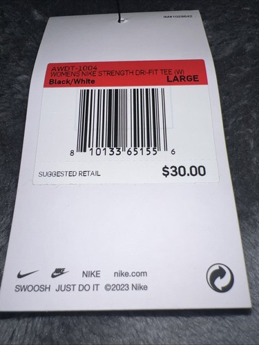 LARGE Nike Women's Strength Dri Fit Black Short Sleeve Shirt - Picture 4 of 8
