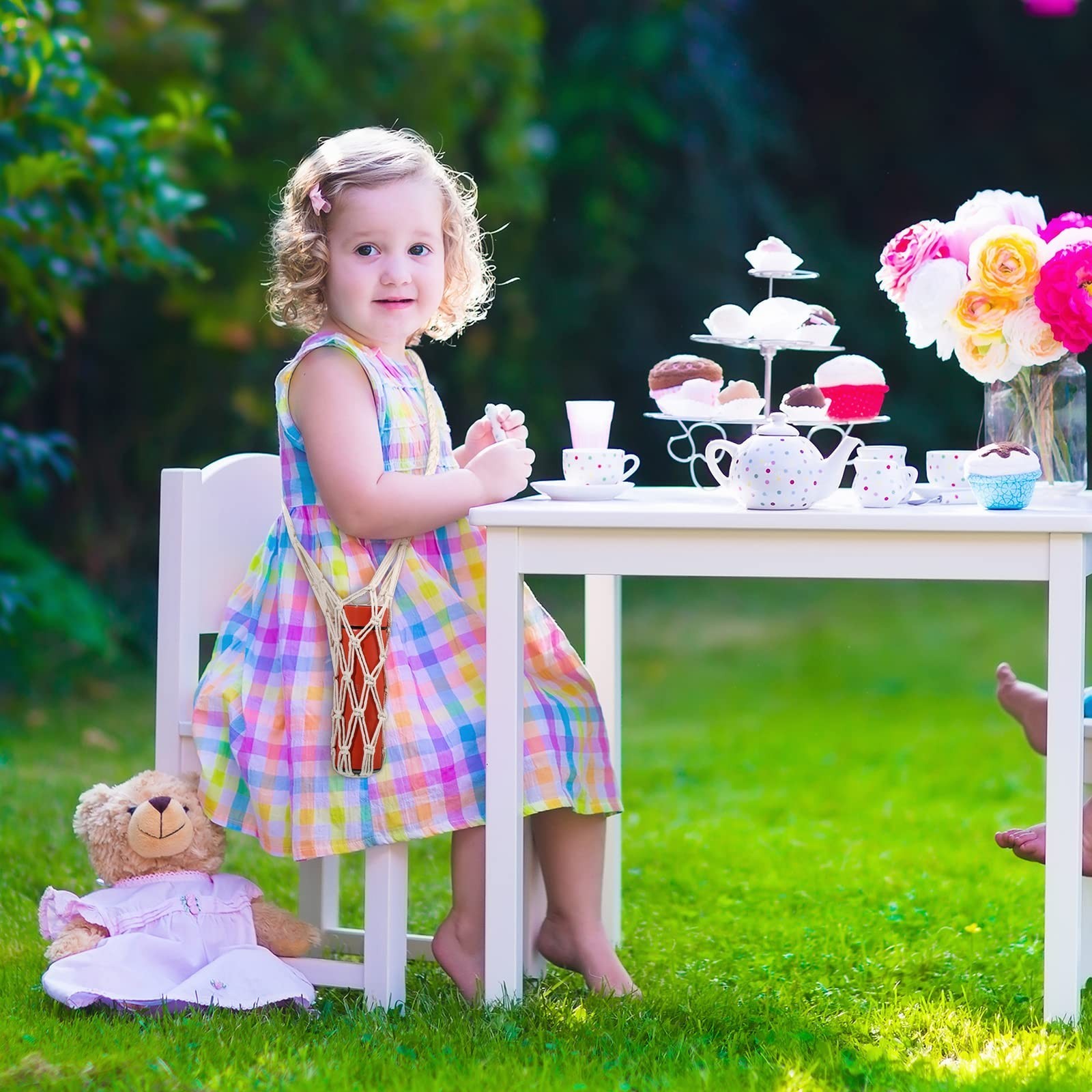 Lothee 2 Pcs Macrame Water Bottle Carrier Cotton Water Bottle Bag Long Strap ...