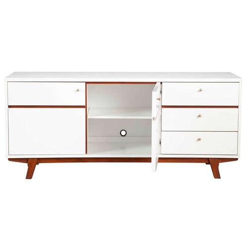 Dakota 64.5 in. W Wooden TV Console with 3 Drawers & 2 Doors in White - Picture 5 of 12