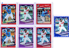 JACKSON CHOURIO LOT OF 7 2023 PANINI DONRUSS PROSPECT FOIL NUMBERED R/C BREWERS