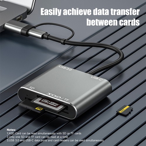 5 In1 USB 3.0 Memory Card Reader USB-C to TF XQD Card Reader Adapter for 2923 - Afbeelding 7 van 8
