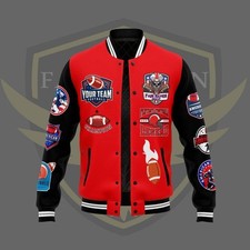 Down-Shoulder Relax-fit Varsity Jacket Embroidery Patches American Football Lov