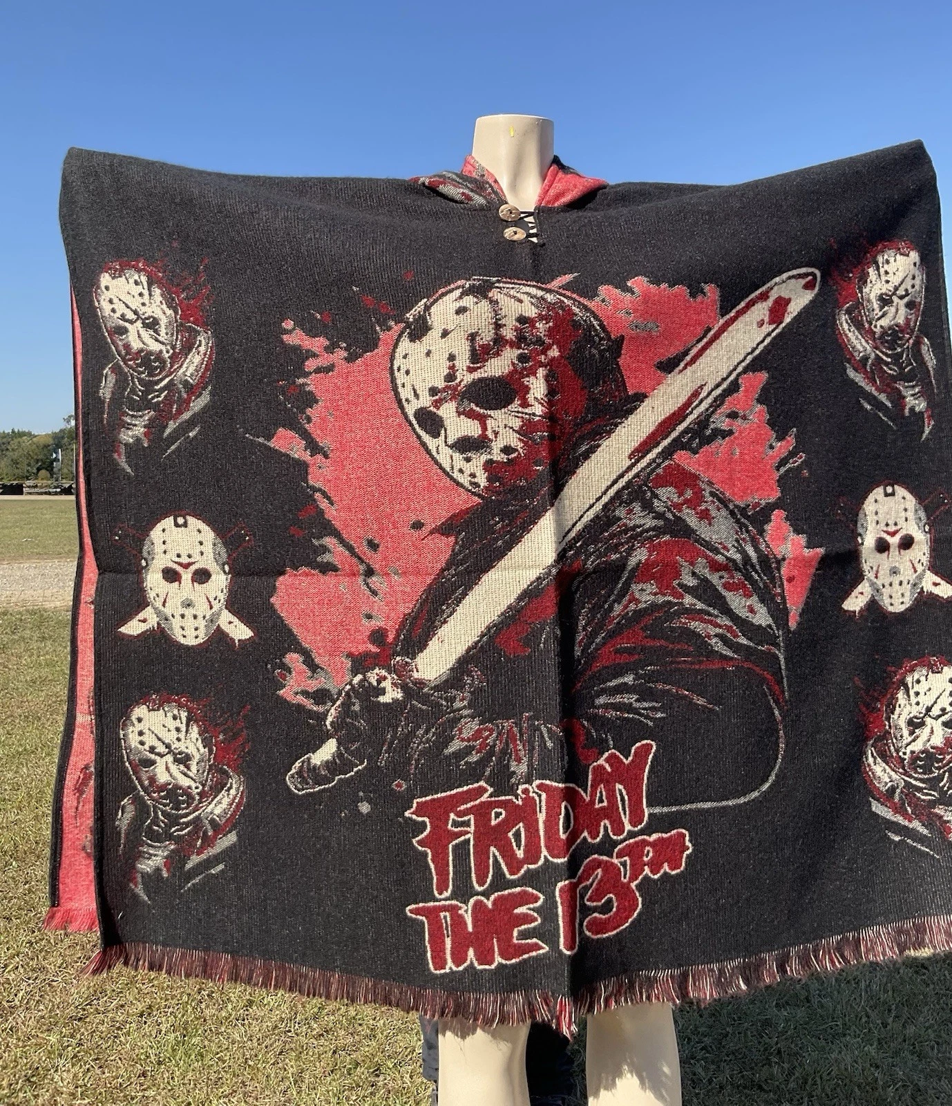 HANDMADE ALPACA PONCHO, Soft Warm, Jason, Friday The 13th All Your Horror Movie