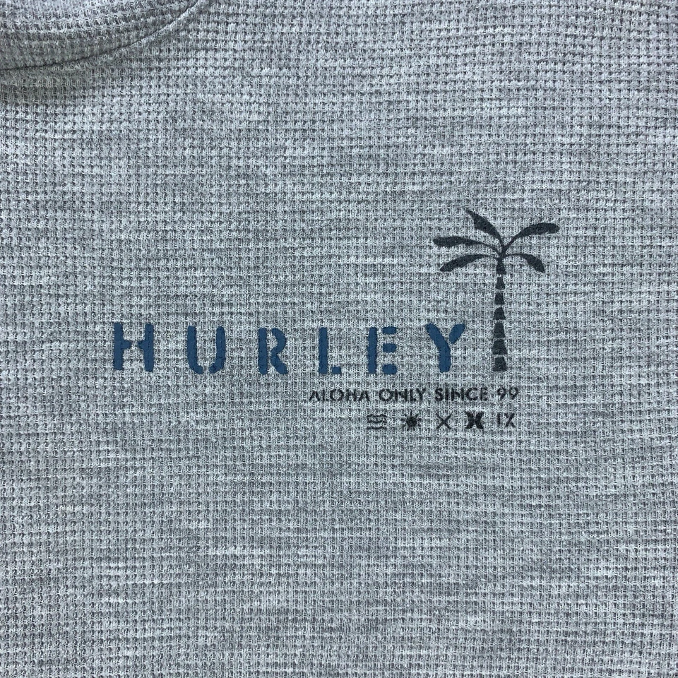 Sudadera con Capucha Hurley Para Hombre Grande Gris Tejido Waffle Bolsillo Ligera Foto 2 de 4
