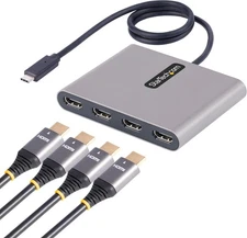 StarTech.com USB C to Quad HDMI Adapter, USB-C 4x Monitor Space Gray 