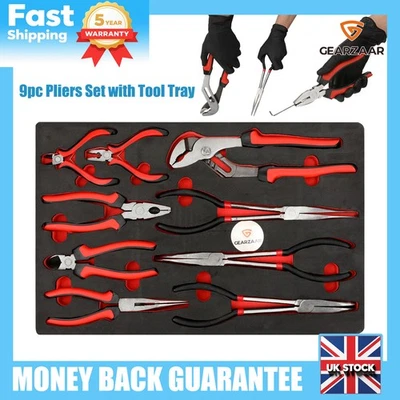 GEARZAAR ​​9-Piece Pliers & Tool Tray Set by Siegen - Complete Hand Tools Collection​​ UK