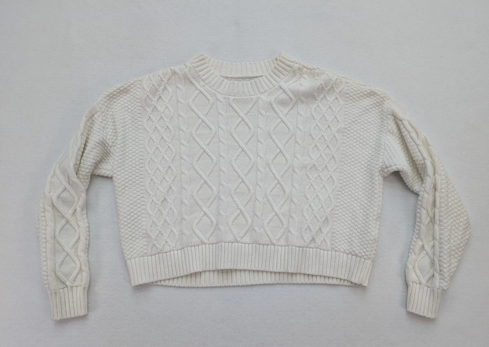 Suéter Hollister Para Mujer Talla S Blanco Recortado Bohemio Relajado Foto 2 de 4