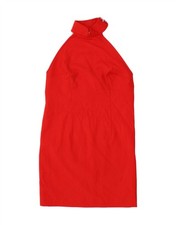 VINTAGE Womens Halter Dress UK 12 Medium  Red CC03