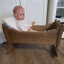 Große  alte Puppenwiege, Puppenbett, gedrechselt,Echtholz ,massiv Länge 65cm