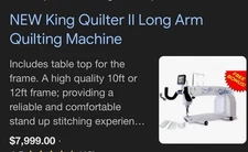 King Quilter 2 10 Foot Frame . Extension Overhead Lighting, Trapeze  Under table