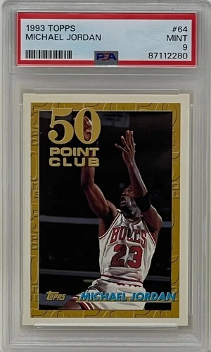 Michael Jordan 1993 Topps Chicago Bulls 50 Point Club Basketball Card #64 PSA 9