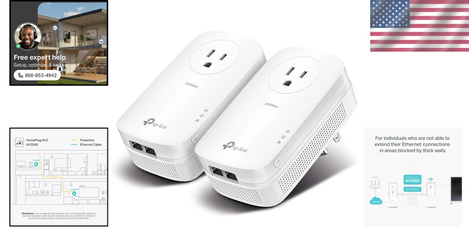 Powerline Network Adapter with Passthrough - Image 2 of 4