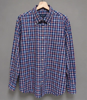 Chemise Homme Bernardi XXL Carreaux Bleu Rouge Regular Fit Manches Longues - Photo 1/4