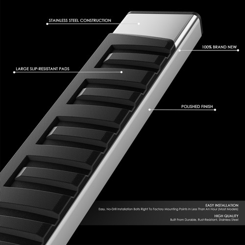 For 09-14 Ford F150 Super Crew Cab 6.75" Flat Side Step Nerf Bar Running Boards - Picture 2 of 9