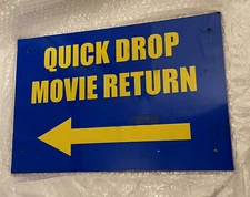Blockbuster Video Quick Drop Movie Return Authentic Metal Sign