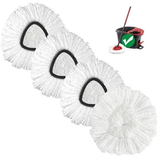 Spin Mop Replacement Heads, 4-Pack Microfiber Refills for EasyWring System