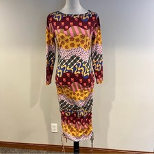 Latino Heritage Month For Target Ruched Sides Funky Print Midi Dress.