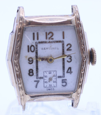 SENTINEL SWISS TANK FANCY CASE MEN'S WRIST WATCH 28.5x34.3mm CASE FOR REPAIR(M6)