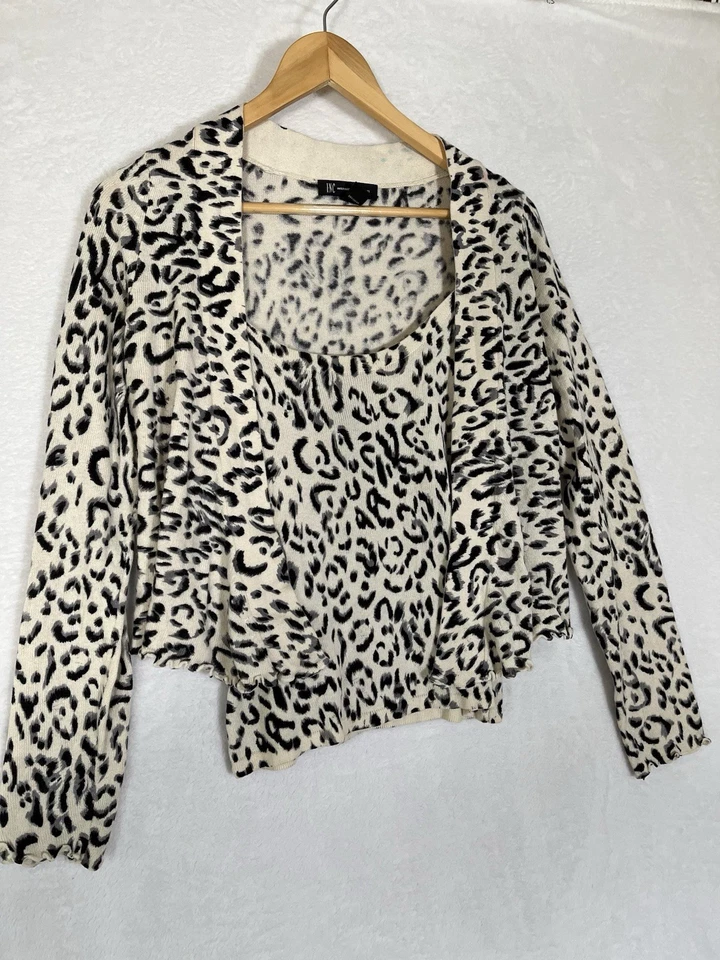 Y2K INC International Concepts леопард камзол кардиган комплект шелк ангора смесь - Изображение 2 из 4