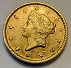 1851 United States $1 Gold - Liberty Head VF Type 1 Coin {Pre-Civil War Gold }