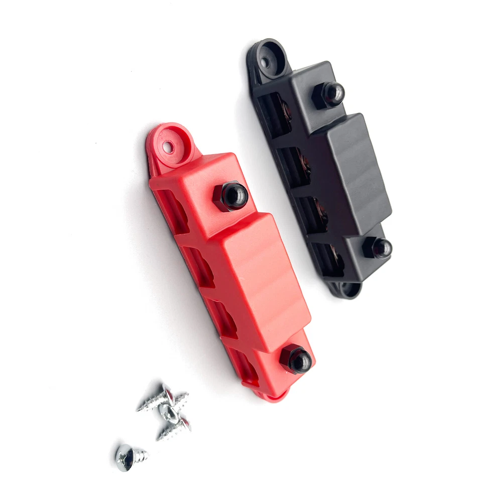 Red & Black 5/16" 4 Stud Power Distribution Busbar Bus Bar With Cover Fast Ship - Image 2 of 4